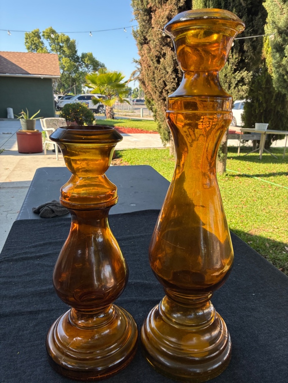 Amber Glass Decorative Candle Holders - Home Accents